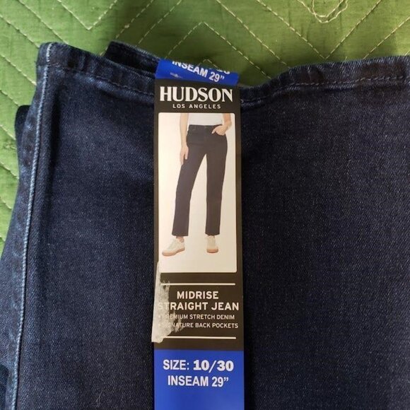 HUDSON Womens Midrise Straight Jeans 10 30 Dark Wash Blue Stretch Denim NEW - Picture 2 of 4
